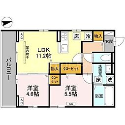 La Douceur戸田公園 2LDKの間取図画像