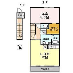メゾンリアン 1LDKの間取図画像