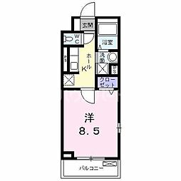 ブロッサムコート 1Kの間取図画像