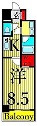 ディ・アミカル 1Kの間取図画像