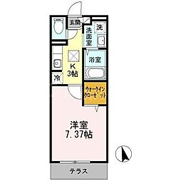 ウィルサクシード 1Kの間取図画像