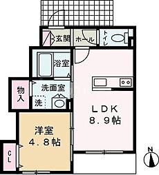 ヴァンヴェール 1LDKの間取図画像
