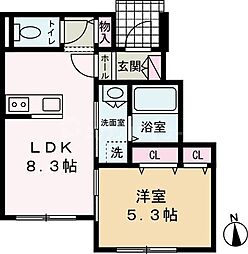 ヴァンヴェール 1LDKの間取図画像
