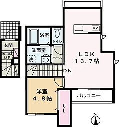 ヴァンヴェール 1LDKの間取図画像