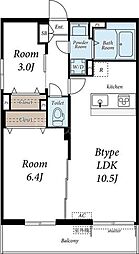 ブランシュバル早宮 1SLDKの間取図画像