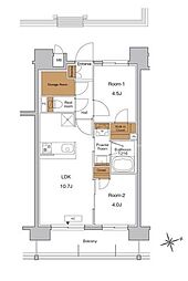 RJRプレシア王子神谷 2LDKの間取図画像