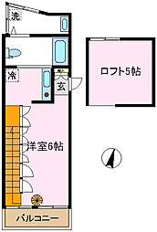 カーサクオーレ 地下1階1Kの間取り