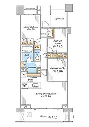 パークホームズ用賀ヴィアージュ 2SLDKの間取図画像
