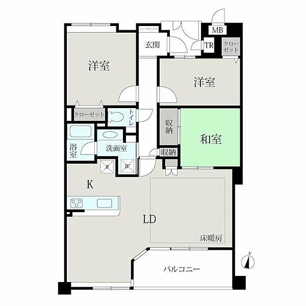 3LDK、価格3790万円、専有面積75.68m2、バルコニー面積8.6m2