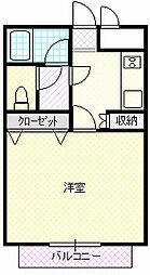マロードジュネス 1Kの間取図画像