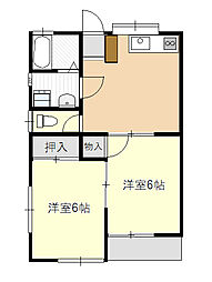 加島ハイツ 2DKの間取図画像