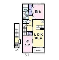 カーサ・フォルトナータC 2LDKの間取図画像