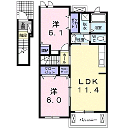 ベルグランデA 2LDKの間取図画像