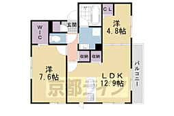 ルピナス北白川 2LDKの間取図画像