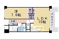 サンフローラ下鴨東 1LDKの間取図画像