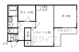 ベルメゾン一条 2LDKの間取図画像