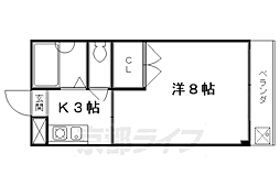 Mirei紫野 1Kの間取図画像