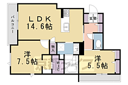 グランメゾン ヒラキ 2LDKの間取図画像