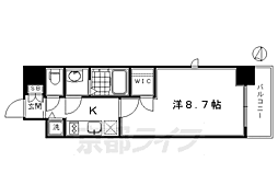 プレサンス京都鴨川 1Kの間取図画像