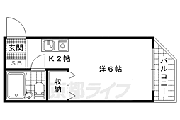 プルシャン山科 1Kの間取図画像