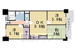桂川ハイツ1号館 3LDKの間取図画像