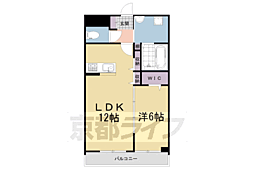 城陽市寺田中大小アパート 1LDKの間取図画像