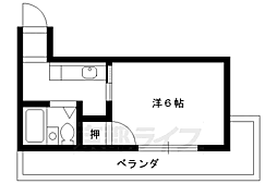 エクセル竹鼻 1Kの間取図画像