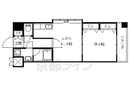 プラネシア星の子山科三条 1LDKの間取図画像