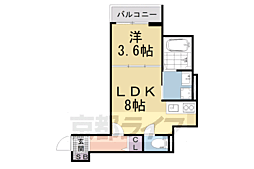 京都市山科区大宅五反畑町アパート 1LDKの間取図画像