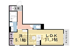 レフィシア松ヶ崎 1LDKの間取図画像