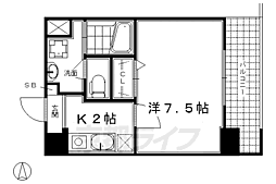 ロイヤル京都駅前 1Kの間取図画像
