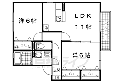 スタシオン東野・アクシスB 2LDKの間取図画像