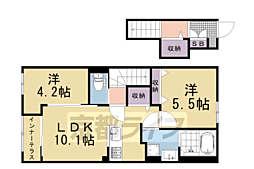 リュッカ友岡 2LDKの間取図画像