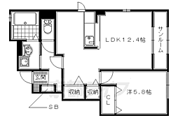 セントラルヒルズ2 1LDKの間取図画像