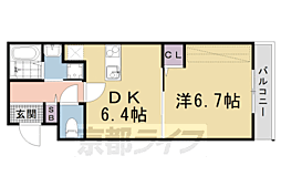 Fortuna東寺町 1DKの間取図画像
