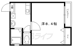 シエル北白川 1Kの間取図画像