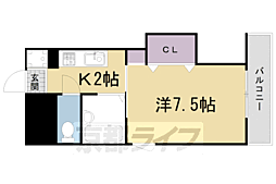 ヴィラ聖護院 1Kの間取図画像