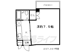 エグゼ東山 1Kの間取図画像
