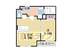 ラグランデ京都東山 1LDKの間取図画像