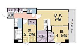 パインフィールド七条 2LDKの間取図画像