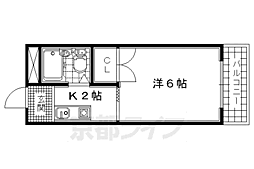 フラッツ下狛 1Kの間取図画像