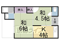 罧原荘C 2Kの間取図画像