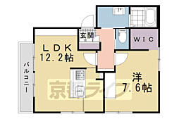 フレグランス上賀茂B 1LDKの間取図画像