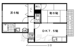 TタウンC棟 2DKの間取図画像