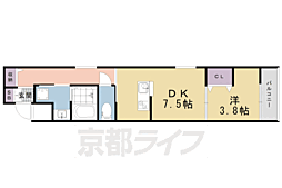 フォーリアライズ京都東寺 1DKの間取図画像