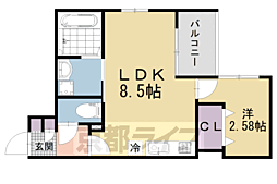 アールスマート山科大宅 1LDKの間取図画像