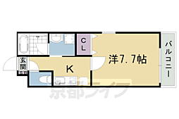 クレドール京都駅南 1Kの間取図画像