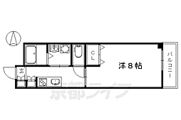 グレース北白川 1Kの間取図画像