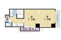 LE.SAPHIR西大路2 2Kの間取図画像