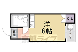 JR山陰本線 嵯峨嵐山駅 徒歩5分の賃貸マンション 3階1Kの間取り